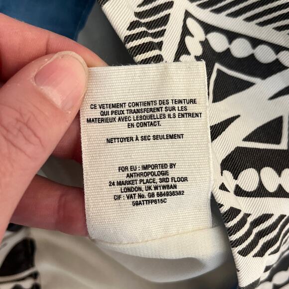 Anthropologie Cartonnier Pull On Lined Boho Print Shorts Size Large Black Cream - Picture 6 of 9